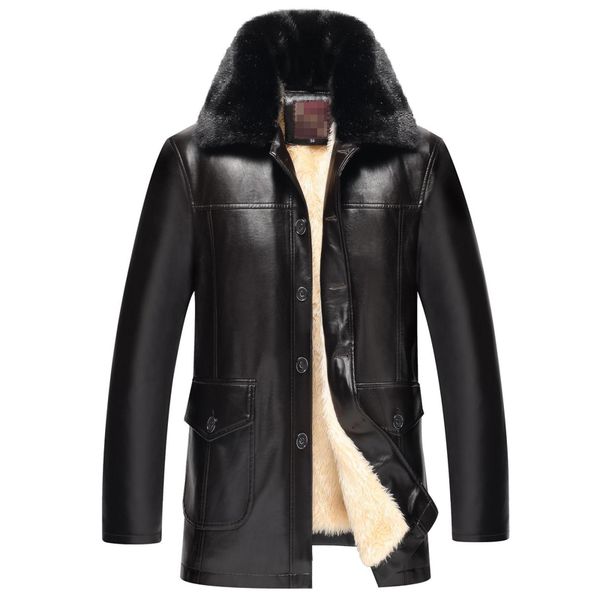 men's leather & faux 2021 winter pu jackets button collar warm coat men inner, Black
men's leather & faux 2021 winter pu jackets button collar warm coat men inner, Black