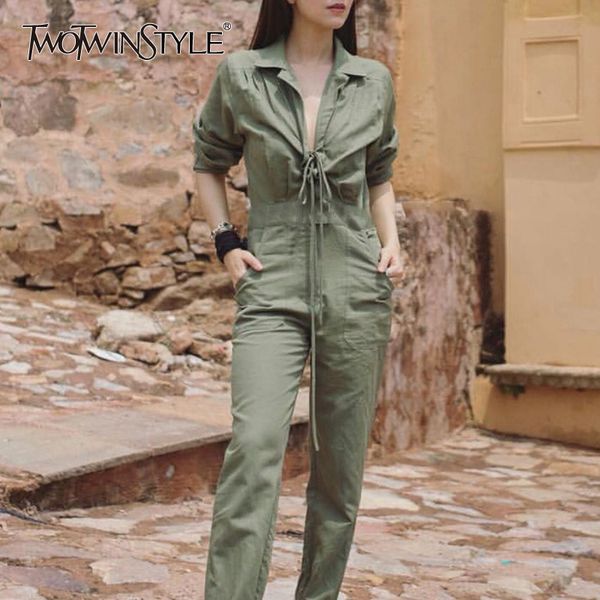 twotwinstyle lace up overalls for women v neck long sleeve high waist long cargo pants autumn fashion harajuku clothing 2018, Black;white
twotwinstyle lace up overalls for women v neck long sleeve high waist long cargo pants autumn fashion harajuku clothing 2018, Black;white