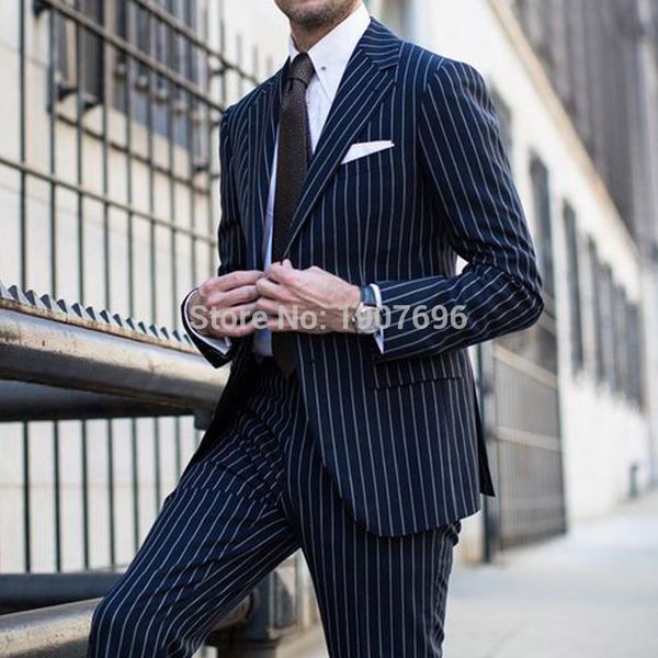 two piece pinstripes wedding men suits for groom tuxedos notched lapel formal evening party jacket pants tailor made blazer, White;black
two piece pinstripes wedding men suits for groom tuxedos notched lapel formal evening party jacket pants tailor made blazer, White;black