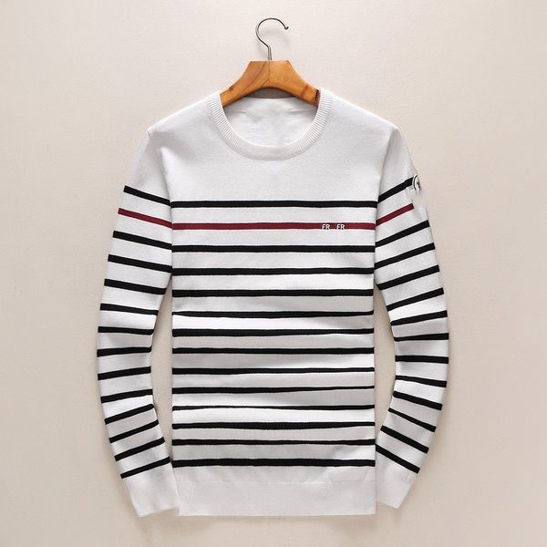 men luxury designer long sleeve sweaters fashion men round neck pullover striped new brand cashmere sweater men casual pullover clothing, White;black
men luxury designer long sleeve sweaters fashion men round neck pullover striped new brand cashmere sweater men casual pullover clothing, White;black