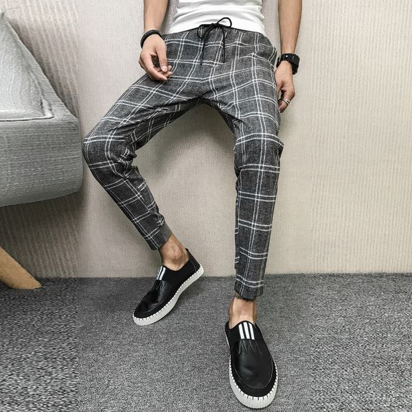 korean brand new summer plaid men pants slim fit casual drawstring harem pants all match streetwear trousers men clothes 2018, Black
korean brand new summer plaid men pants slim fit casual drawstring harem pants all match streetwear trousers men clothes 2018, Black