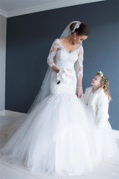 v neck mermaid wedding dresses with half sleeves vestido de novia chapel train wedding bridal gowns, White
v neck mermaid wedding dresses with half sleeves vestido de novia chapel train wedding bridal gowns, White