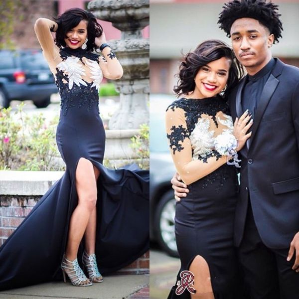 celebrity black prom dresses split side embroidery appliques long sleeves mermaid evening gowns satin african women formal party dress
celebrity black prom dresses split side embroidery appliques long sleeves mermaid evening gowns satin african women formal party dress