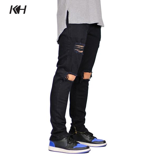 kh men's black ripped skinny jeans fashion holes slim denim pants male distressed skinny destroyed denim trousers, Blue
kh men's black ripped skinny jeans fashion holes slim denim pants male distressed skinny destroyed denim trousers, Blue