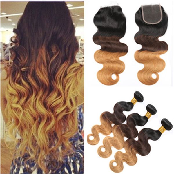 #1b/4/27 dark root brown and honey blonde ombre 3bundles virgin peruvian human hair weave body wave with 4x4 lace front closure, Black;brown
#1b/4/27 dark root brown and honey blonde ombre 3bundles virgin peruvian human hair weave body wave with 4x4 lace front closure, Black;brown