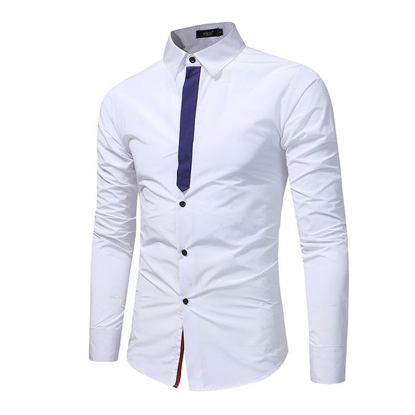 smart casual men shirt patchwork dress shirt turn-down collar camisa masculina, White;black
smart casual men shirt patchwork dress shirt turn-down collar camisa masculina, White;black