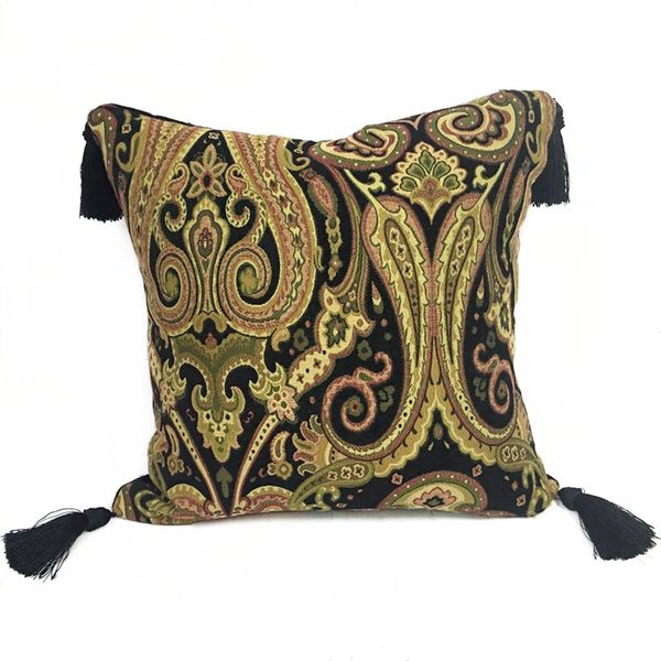 vintage paisley cushion cover black chenille interior home decorative sofa pillow case tassels jacquard woven square 45x45cm sell by 1 piece
vintage paisley cushion cover black chenille interior home decorative sofa pillow case tassels jacquard woven square 45x45cm sell by 1 piece