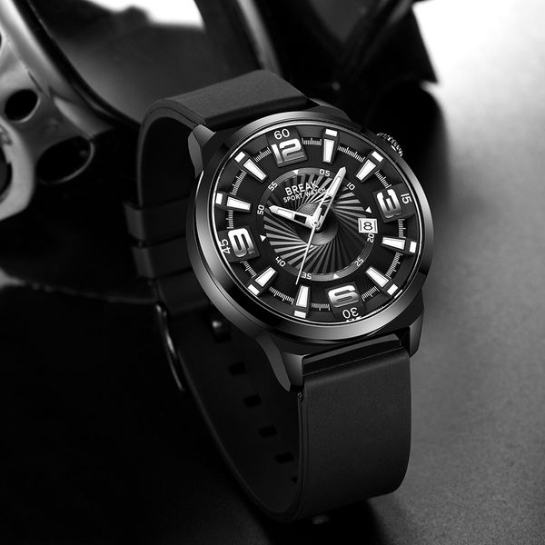 break men's japan quartz watches man fashion simple auto date watch male black rubber sports luminous hands wristwatches 5109, Slivery;brown
break men's japan quartz watches man fashion simple auto date watch male black rubber sports luminous hands wristwatches 5109, Slivery;brown