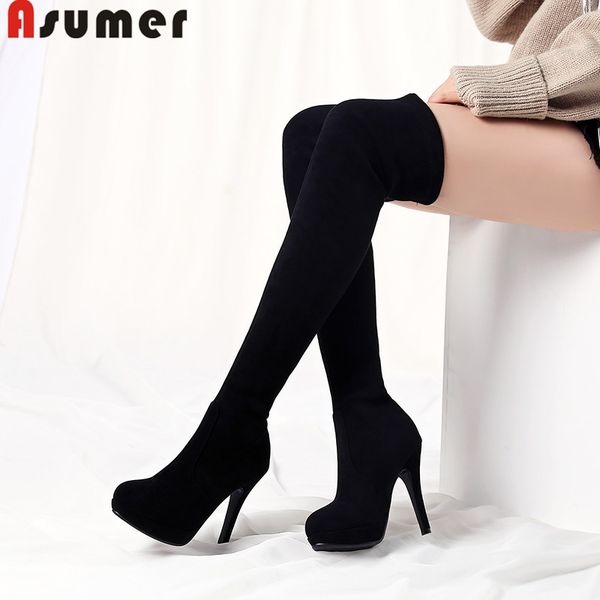 asumer 2019 new over the knee boots women round toe platform ladies shoes elegant prom autumn winter boots, Black
asumer 2019 new over the knee boots women round toe platform ladies shoes elegant prom autumn winter boots, Black