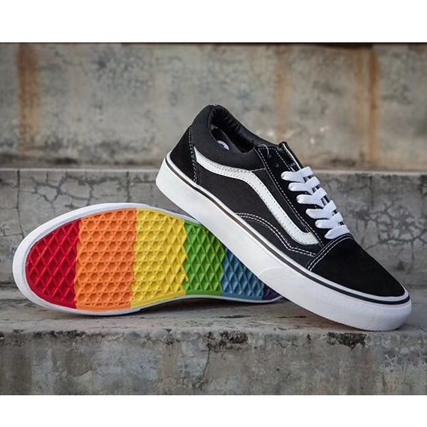 new designer sneakers old skool high low-classics mens &women skateboarding shoes rainbow bottom sports canvas shoes, Black
new designer sneakers old skool high low-classics mens &women skateboarding shoes rainbow bottom sports canvas shoes, Black
