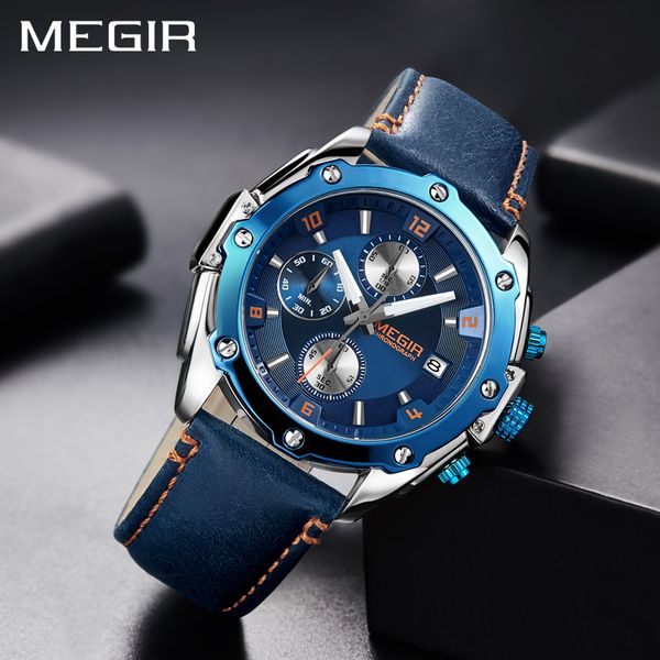 2018 new mens watches megir sport men's watch quartz leather strap blue wristwatch waterproof relogio masculino, Slivery;brown
2018 new mens watches megir sport men's watch quartz leather strap blue wristwatch waterproof relogio masculino, Slivery;brown