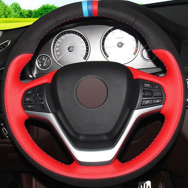 diy hand-stitched red genuine leather black suede car steering wheel cover for bmw f15 x5 2014-2017 f16 x6 2015-2017
diy hand-stitched red genuine leather black suede car steering wheel cover for bmw f15 x5 2014-2017 f16 x6 2015-2017