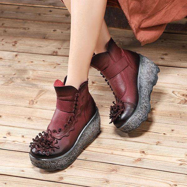 women genuine leather ankle boots cm high heels wedge shoes flower winter 2018 black leather martin boots for women handmade
women genuine leather ankle boots cm high heels wedge shoes flower winter 2018 black leather martin boots for women handmade