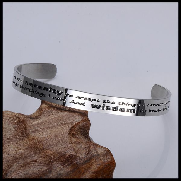 fashion man stainless steel bangle vintage religion cuff bangle serenity wisdom jewelry stainless steel scripture bracelet religion, Black
fashion man stainless steel bangle vintage religion cuff bangle serenity wisdom jewelry stainless steel scripture bracelet religion, Black