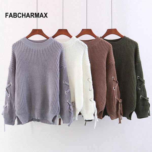 fabcharmax sweaters knitting pullover lace up sleeve autumn winter basic sweater women casual hollow out jumper pull femme, White;black
fabcharmax sweaters knitting pullover lace up sleeve autumn winter basic sweater women casual hollow out jumper pull femme, White;black
