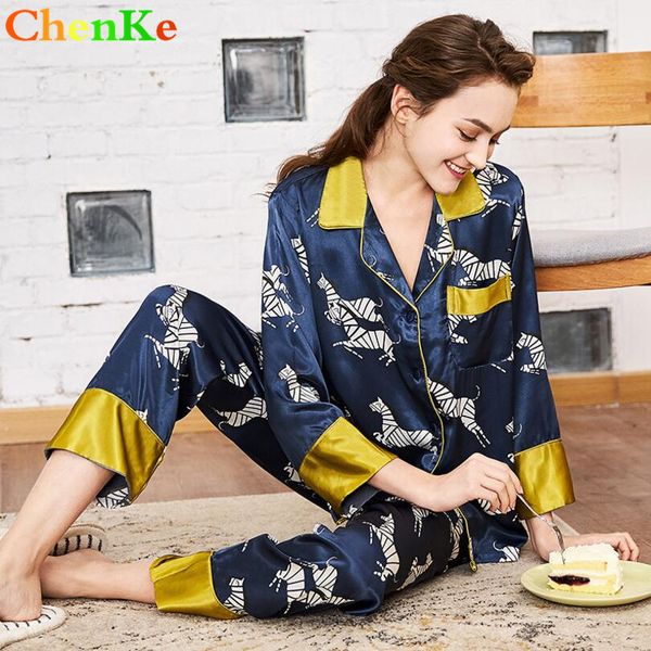 chenke women pajamas silk satin pajamas set zebra print long sleeve sleepwear set suit insert color two pieces, Blue;gray
chenke women pajamas silk satin pajamas set zebra print long sleeve sleepwear set suit insert color two pieces, Blue;gray