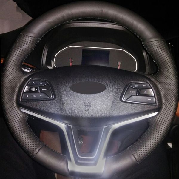 diy hand-stitched car steering wheel cover black genuine leather for chery tiggo7 2016 2017
diy hand-stitched car steering wheel cover black genuine leather for chery tiggo7 2016 2017