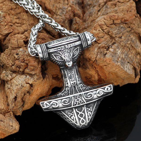 viking 316l stainless steel thor hammer mjolnir rune amulet pendant necklace, Silver
viking 316l stainless steel thor hammer mjolnir rune amulet pendant necklace, Silver