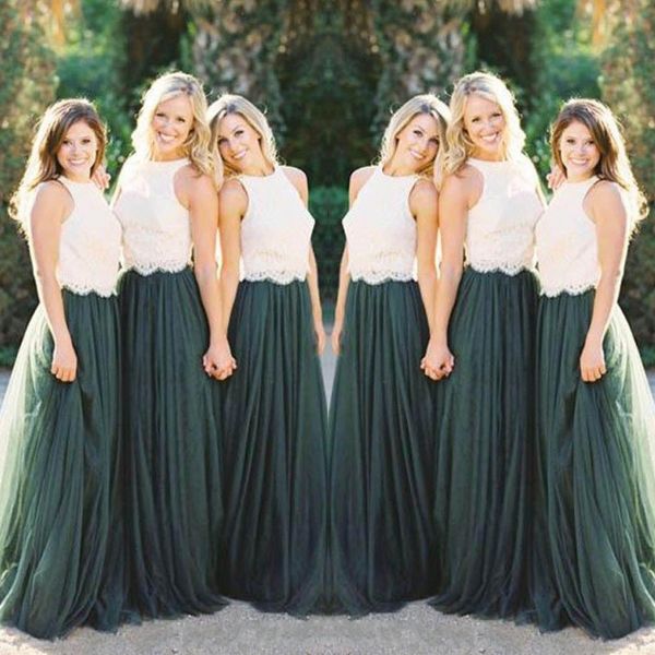 two pieces country style bridesmaid dresses 2018 lace applique lace summer garden wedding party gown tulle maid of honor dresses, White;pink
two pieces country style bridesmaid dresses 2018 lace applique lace summer garden wedding party gown tulle maid of honor dresses, White;pink
