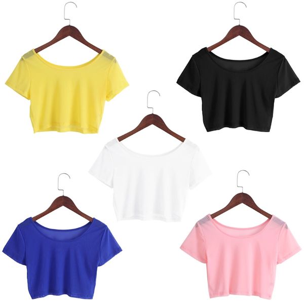 5 colors women semi-transparent mesh crop tops girl short sleeve t shirts tees, White
5 colors women semi-transparent mesh crop tops girl short sleeve t shirts tees, White