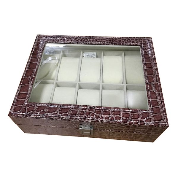 faux leather watch case storage display box organiser jewelery glass top size:10 grid crocodile brown, Black;blue
faux leather watch case storage display box organiser jewelery glass top size:10 grid crocodile brown, Black;blue