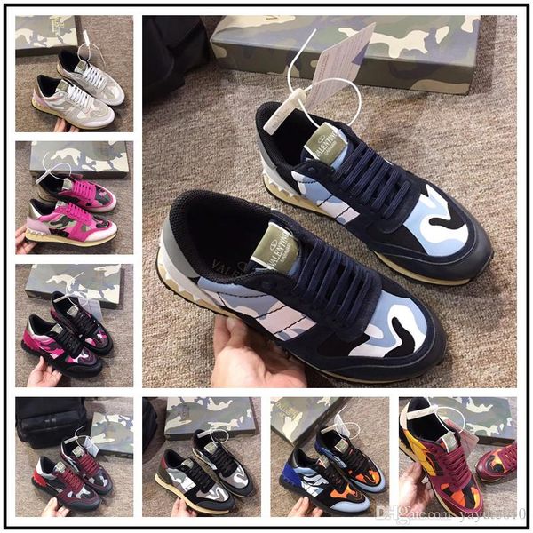 18ss perfect camustars sneakers shoes women men rock runner camouflage mesh leather star rock studded casual outdoor sports, Black
18ss perfect camustars sneakers shoes women men rock runner camouflage mesh leather star rock studded casual outdoor sports, Black