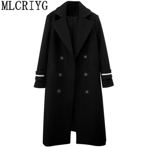 mlcriyg 2018 korean women wool coat double breasted wool blends coats autumn winter long woolen trench female outerwear yq269, Black
mlcriyg 2018 korean women wool coat double breasted wool blends coats autumn winter long woolen trench female outerwear yq269, Black