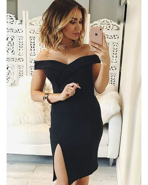 black cocktail dresses little party dresses satin off shoulder zipper back side zipper party gowns cheap
black cocktail dresses little party dresses satin off shoulder zipper back side zipper party gowns cheap