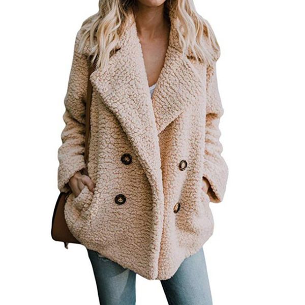 2018 autumn and winter women plush button lapel pocket jacket thick warm loose solid casual coat sweatshirt, Black
2018 autumn and winter women plush button lapel pocket jacket thick warm loose solid casual coat sweatshirt, Black