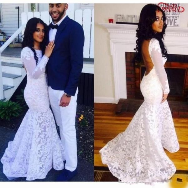 Formal Pure Lace Prom Dresses Evening Wear Mermaid Long Sleeve O-Neck Backless Floor-Length Celebrity Gowns With Court Train Party
Formal Pure Lace Prom Dresses Evening Wear Mermaid Long Sleeve O-Neck Backless Floor-Length Celebrity Gowns With Court Train Party