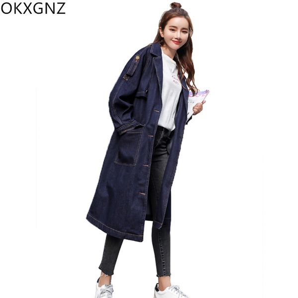 autumn long loose women's denim trench coat plus size lapel single breasted casual femal denim fall coat boyfriend okxgnz, Tan;black
autumn long loose women's denim trench coat plus size lapel single breasted casual femal denim fall coat boyfriend okxgnz, Tan;black