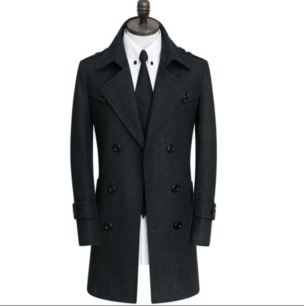 double-breasted casual woolen coat men trench coats long sleeves overcoat mens cashmere coat casaco masculino inverno england, Black
double-breasted casual woolen coat men trench coats long sleeves overcoat mens cashmere coat casaco masculino inverno england, Black