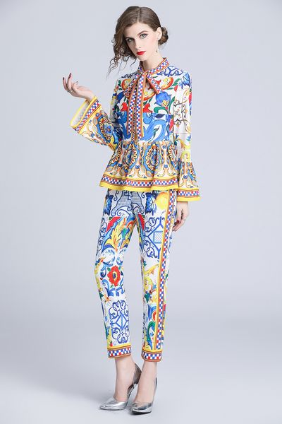 new collar summer fall vintage two pieces luxury womens ladies sets runway print arrival shirt floral 2pcs pants suits blouse whole khop, Black
new collar summer fall vintage two pieces luxury womens ladies sets runway print arrival shirt floral 2pcs pants suits blouse whole khop, Black