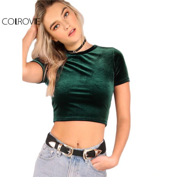 Solid Velvet T-Shirt Women Hunter Green O Neck Short Sleeve Sexy Summer Crop Tops New Fashion Slim Basic Casual T-Shirt
Solid Velvet T-Shirt Women Hunter Green O Neck Short Sleeve Sexy Summer Crop Tops New Fashion Slim Basic Casual T-Shirt