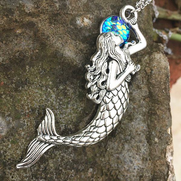 bulk 10pcs beach mermaid pendant necklace with bule scale 18" stainless steel link chain women girls jewelry gifts, Silver
bulk 10pcs beach mermaid pendant necklace with bule scale 18" stainless steel link chain women girls jewelry gifts, Silver