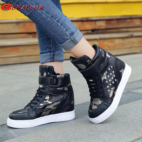 benzelor 2018 autumn winter wedge high women shoes woman sneakers pu leather rivet camouflage femme ladies chaussure a-18, Black
benzelor 2018 autumn winter wedge high women shoes woman sneakers pu leather rivet camouflage femme ladies chaussure a-18, Black