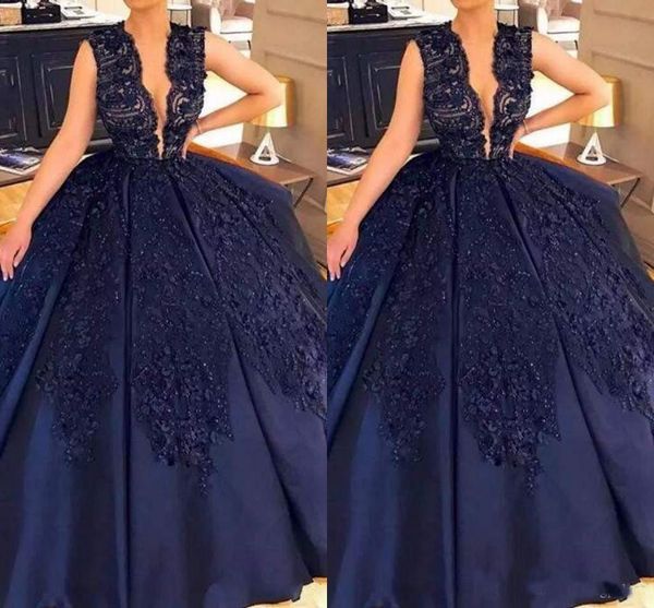 2018 dark navy ball gown quinceanera dresses deep v-neck beaded sleeveless lace applique formal evening gowns prom dresses, Blue;red
2018 dark navy ball gown quinceanera dresses deep v-neck beaded sleeveless lace applique formal evening gowns prom dresses, Blue;red