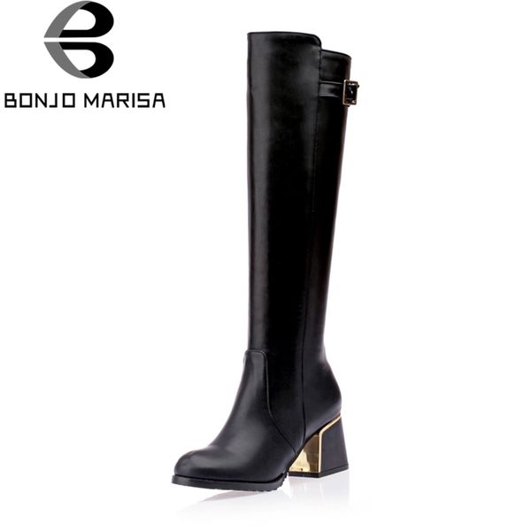 bonjomarisa new arrival fashion buckle strap deocration round toe square heels knee high boots for woman 2018 shoes woman 30-49, Black
bonjomarisa new arrival fashion buckle strap deocration round toe square heels knee high boots for woman 2018 shoes woman 30-49, Black