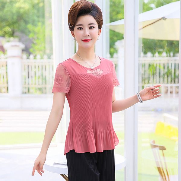 new summer mother clothing female short sleeve chiffon shirt middle-aged office ladies o-neck lace shirt blouse clothing, White
new summer mother clothing female short sleeve chiffon shirt middle-aged office ladies o-neck lace shirt blouse clothing, White