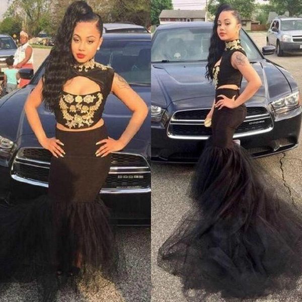two pieces black and gold prom dresses 2019 fashion high neck hollow gold appliques long mermaid girls party gowns evening dress
two pieces black and gold prom dresses 2019 fashion high neck hollow gold appliques long mermaid girls party gowns evening dress