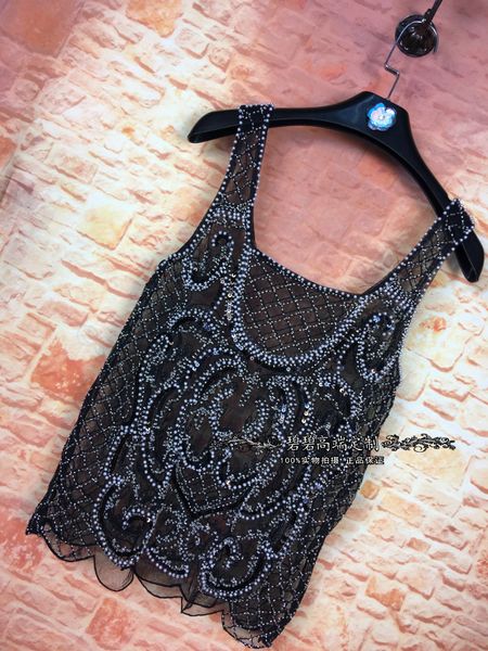 crop blusa 2018 spring and summer new transparent heavy work bead bottom sling perspective sleeveless vest lingerie, White
crop blusa 2018 spring and summer new transparent heavy work bead bottom sling perspective sleeveless vest lingerie, White
