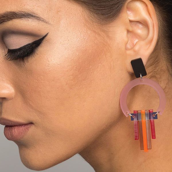 long strip acrylic tassel earrings circle alloy acrylic pendant candy color geometric dangle for female party time, Silver
long strip acrylic tassel earrings circle alloy acrylic pendant candy color geometric dangle for female party time, Silver