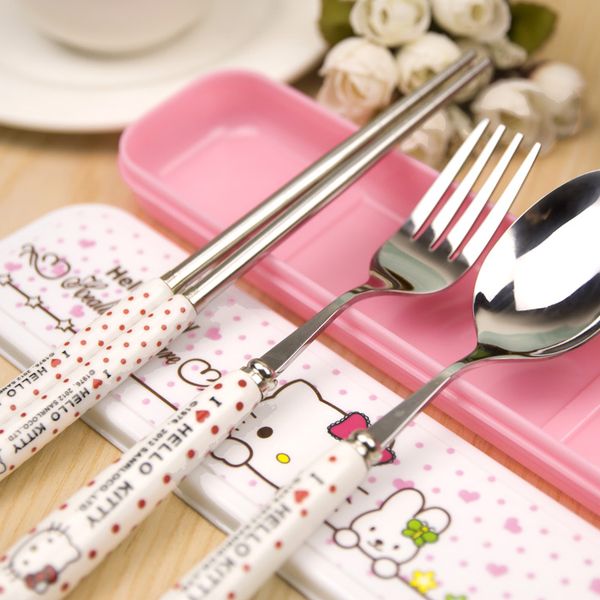 wholesale-stainless steel chopsticks set lovely fork and spoon, korean students portable tableware three set of travel box
wholesale-stainless steel chopsticks set lovely fork and spoon, korean students portable tableware three set of travel box