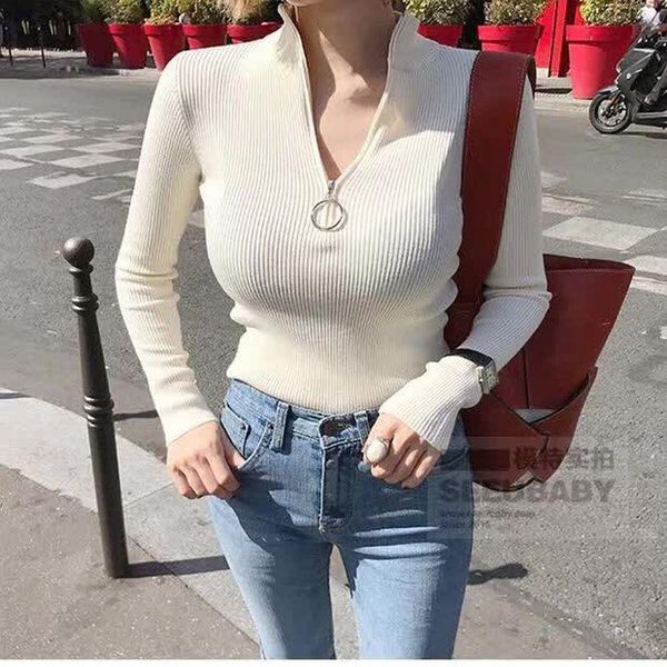 zipper turtleneck solid women sweater skinny elastic knitted full sleeve pullover feminino soft femme spring jumper high quality, White;black
zipper turtleneck solid women sweater skinny elastic knitted full sleeve pullover feminino soft femme spring jumper high quality, White;black