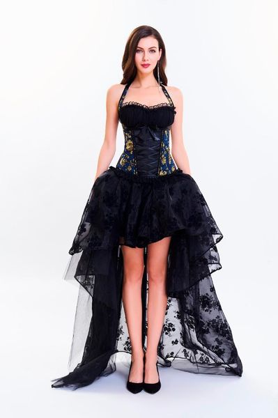blue floral brocade halter corset dress victorian steampunk dress gothic clothing corsets and bustiers burlesque outfit, Black;white
blue floral brocade halter corset dress victorian steampunk dress gothic clothing corsets and bustiers burlesque outfit, Black;white