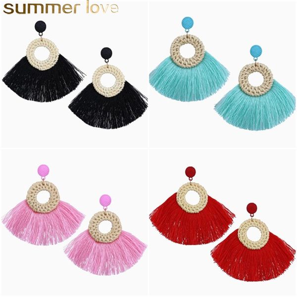 handmade circle straw tassel earring fan shaped straw earrings for women woven rattan hoop fringe drop earring new design jewel, Golden
handmade circle straw tassel earring fan shaped straw earrings for women woven rattan hoop fringe drop earring new design jewel, Golden