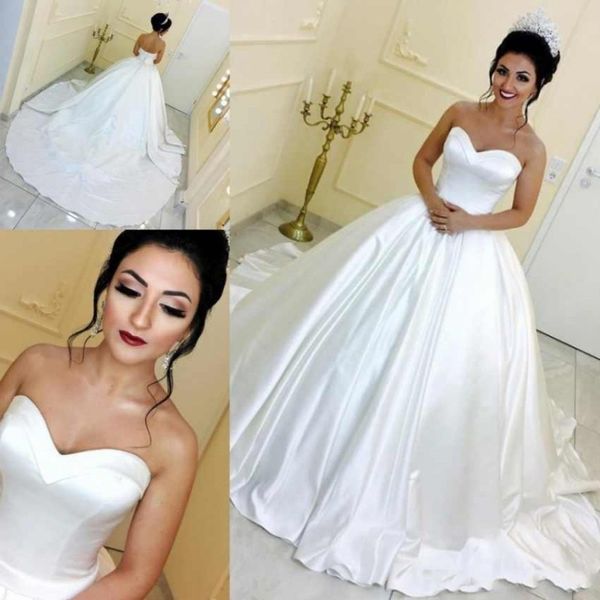 simple vintage arabic a line bridal gowns wedding dresses sweetheart sleeveless satin court train button back plus size formal bride, White
simple vintage arabic a line bridal gowns wedding dresses sweetheart sleeveless satin court train button back plus size formal bride, White