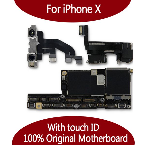 For Iphone X 10 100 Unlocked Original Motherboard With Face Id 64gb 256gb Io Logic Board With Full Chip Mainboard For Replace