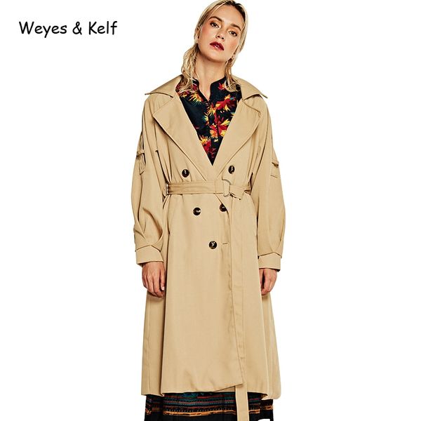 weyes & kelf casual turn-down collar double breasted autumn long windbreaker women 2018 autum slim ladies long coat women, Tan;black
weyes & kelf casual turn-down collar double breasted autumn long windbreaker women 2018 autum slim ladies long coat women, Tan;black