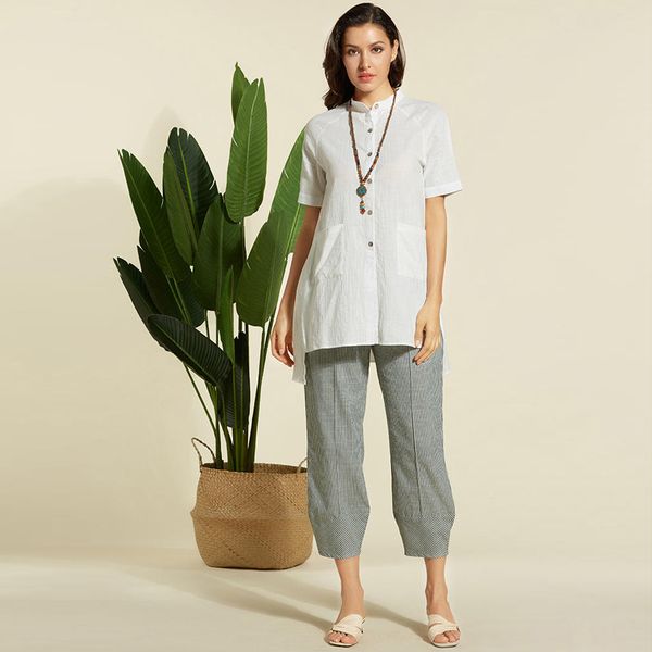 blouse shirt female cotton linen 2018 new summer stripe casual half sleeve shirts loose women ladies clothing summer button, White
blouse shirt female cotton linen 2018 new summer stripe casual half sleeve shirts loose women ladies clothing summer button, White